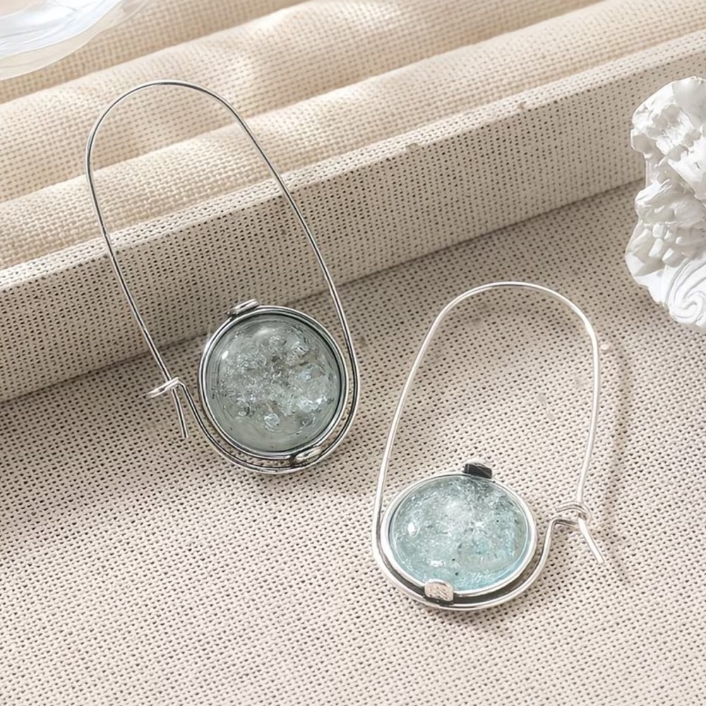 New! Elegant Silver and Blue Dangle Earrings 🐋 A0-18 - Picture 3 of 6